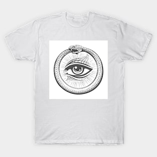 All seeing Eye Inside Ouroboros Snake Circle T-Shirt